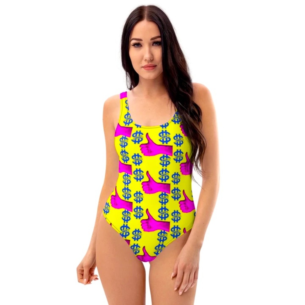 All-Over "Thumbs Up" Print One-Piece Swimsuit